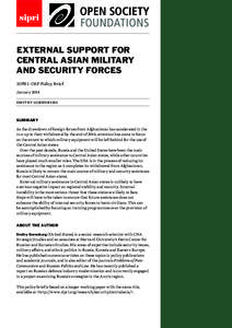External support for Central Asian military and security forces, SIPRI–OSF Policy Brief, January 2014