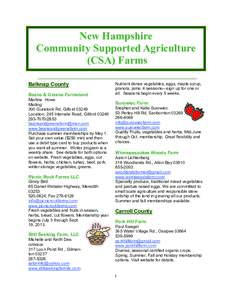 New Hampshire Community Supported Agriculture (CSA) Farms Belknap County Beans & Greens Farmstand Martina Howe