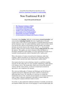 Lloyd Fell, David Russell & Alan Stewart (eds) Seized by Agreement, Swamped by Understanding Non-Traditional R & D Lloyd Fell and David Russell