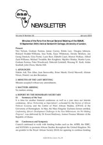 NEWSLETTER Volume 10 Number 38 JanuaryMinutes of the Forty-first Annual General Meeting of the ASAUK,
