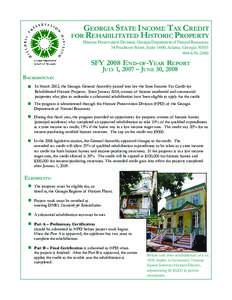 GEORGIA STATE INCOME TAX CREDIT FOR REHABILITATED HISTORIC PROPERTY Historic Preservation Division, Georgia Department of Natural Resources 34 Peachtree Street, Suite 1600, Atlanta, Georgia[removed]2480