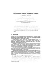 Morphosemantic Relations In and Across Wordnets A Study Based on Turkish Orhan Bilgin, Özlem Çetinog˘ lu, and Kemal Oflazer Sabanci University, Human Language and Speech Technologies Laboratory Istanbul, Turkey Email: