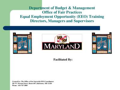 DBM Office of Fair Practices EEO Training for Directors, Managers and Supervisors (537KB)