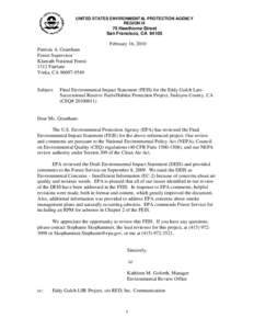 Final Environmental Impact Statement Successional Reserve Fuels / Habitat Protection for the Eddy Gulch, Siskiyou County, CA