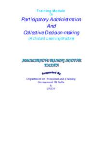 Training Module  On Participatory Administration And