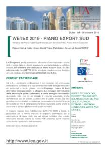 WETEXPIANO EXPORT SUD Dubai Offerta ICE-Agenzia  EDIZIONE PRECEDENTE