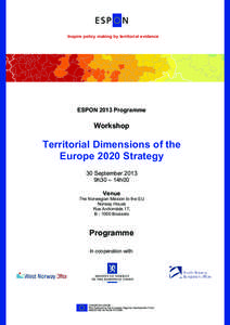 Inspire policy making by territorial evidence  ESPON 2013 Programme Workshop