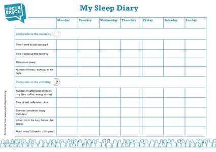 My Sleep Diary Monday Complete in the morning Time I went to bed last night