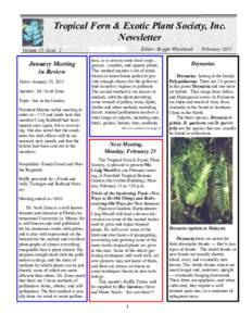 Tropical Fern & Exotic Plant Society, Inc. Newsletter Editor: Reggie Whitehead Volume 15, Issue 2