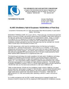 THE ADVANCED LEAD-ACID BATTERY CONSORTIUM A Program of the International Lead Zinc Research Organization, Inc[removed]East NC Highway 54, Suite 120, Durham, N.C[removed]U.S.A.