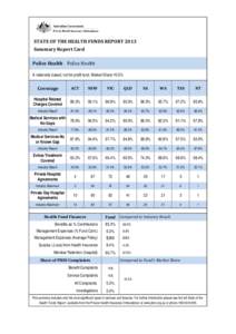 STATE OF THE HEALTH FUNDS REPORT 2013 Summary Report Card Police Health Police Health A nationally based, not for profit fund. Market Share <0.5%