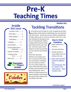    Pre‐K   Teaching Times  Inside  