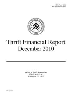 OTS Form 1313, Thrift Financial Report, December 2010