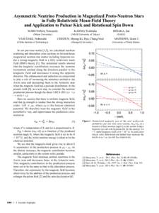 Asymmetric Neutrino Production in Magnetized Proto-Neutron Stars in Fully Relativistic Mean-Field Theory and Application to Pulsar Kick and Rotational Spin Down MARUYAMA, Tomoyuki