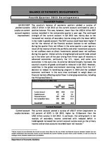 BALANCE OF PAYMENTS DEVELOPMENTS[removed]:30 PM Fourth Quarter 2013 Developments Overall BOP Position Q4 2013 BOP