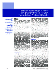 Biaction Technology, A Novel HA-Delivery System for Skin Remodelling: A Clinical Update by  Sabine Zenker,