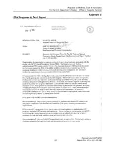 Prepared by McBride, Lock & Associates For the U.S. Department of Labor – Office of Inspector General Appendix D ETA Response to Draft Report
