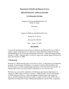 [removed]CR2210 Seabreeze Nursing and Rehabilitation, LP, (CCN: [removed]), Petitioner, v. Centers for Medicare & Medicaid Services.