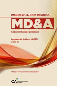 Management’s Discussion and Analysis  Guidance on Preparation and Disclosure Comprehensive Revision — July 2009 update #3