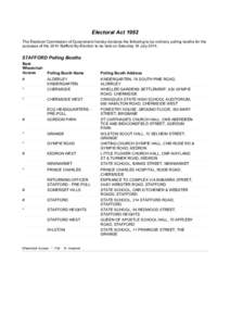 Electoral Act 1992 The Electoral Commission of Queensland hereby declares the following to be ordinary polling booths for the purposes of the 2014 Stafford By-Election to be held on Saturday 19 July[removed]STAFFORD Pollin