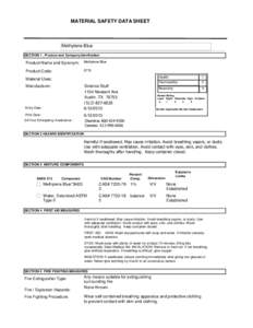 MATERIAL SAFETY DATA SHEET  Methylene Blue SECTION 1 . Product and Company Idenfication  Product Name and Synonym: