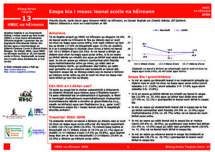 Bileog Eolais Taighde 13 HBSC na hÉireann Staidéar taighde is ea Iompraíocht