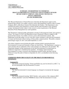 SUMMARY AND RESPONSE TO COMMENTS DRAFT ENVIRONMENTAL COVENANT AND STATEMENT OF BASIS RIVER CEMENT COMPANY, D/B/A BUZZI UNICEM USA FESTUS, MISSOURI EPA ID# MOD050232560