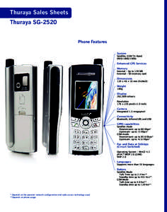 Thuraya Sales Sheets Thuraya SG-2520 Phone Features System