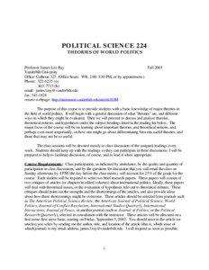 POLITICAL SCIENCE 224 THEORIES OF WORLD POLITICS