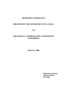 RESPONSES TO REQUESTS  PROVIDED BY THE GOVERNMENT OF CANADA TO