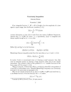 Fourier analysis / Mathematical physics / Quantum mechanics / Fourier transform / Uncertainty principle / Fourier series / Probability density function / Spectral theory of ordinary differential equations / Mathematical analysis / Physics / Joseph Fourier