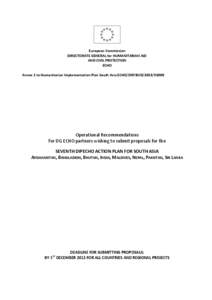 European Commission DIRECTORATE GENERAL for HUMANITARIAN AID AND CIVIL PROTECTION ECHO Annex 1 to Humanitarian Implementation Plan South Asia ECHO/DIP/BUD[removed]