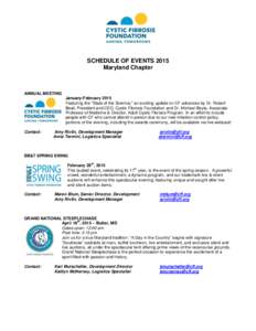 SCHEDULE OF EVENTS 2015 Maryland Chapter ANNUAL MEETING January-February 2015 Featuring the 