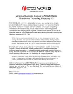 Radio / Broadcasting / Media in Richmond /  Virginia / WCVE / KOMP / Free Speech Radio News