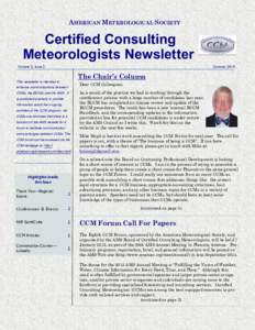 AMERICAN METEROLOGICAL SOCIETY  Certified Consulting Meteorologists Newsletter Volume 5, Issue 2