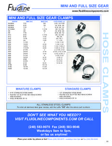 MINI AND FULL SIZE GEAR www.fluidlinecomponents.com MINI AND FULL SIZE GEAR CLAMPS PART#