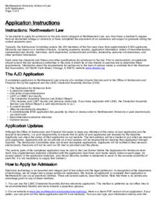 Northwestern University School of Law AJD Application Page 1 of 4 Application Instructions Instructions: Northwestern Law