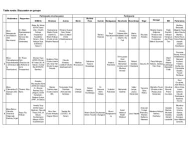 Table ronde: Discussion en groupe Participants à la discussion Modérateur IDEN/IA