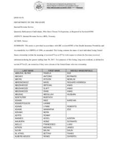 This document is scheduled to be published in the Federal Register onand available online at https://federalregister.gov/d, and on FDsys.govP] DEPARTMENT OF THE TREASURY