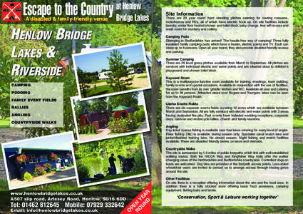 Escape to the Country A disabled & family-friendly venue at Henlow Bridge Lakes