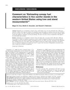 2262  DISCUSSION / DISCUSSION Comment on ‘‘Estimating canopy fuel characteristics in five conifer stands in the