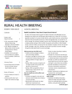 ARIZONA  RURAL HEALTH OFFICE Volume XI, Issue 2, April[removed]MEL AND ENID ZUCKERMAN COLLEGE OF PUBLIC HEALTH