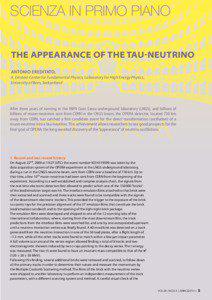 scienza in primo piano The appearance of the tau-neutrino Antonio Ereditato,