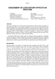 ECF15  ASSESSMENT OF LOAD HISTORY EFFECTS ON FRACTURE P J Budden British Energy Generation