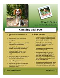 How-to Series  www.vtstateparks.com/howto Camping with Pets •