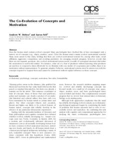 [removed]research-article2014 CDPXXX10.1177/0963721414521631Delton, SellCo-Evolution of Concepts and Motivation