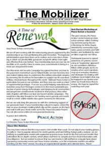 Newsletter of Peace Action WI, February 2015, Vol. 38, #2, printed on 100% recycled paper End military intervention, transfer military spending to human needs.