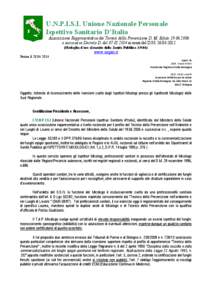 U.N.P.I.S.I. Unione Nazionale Personale Ispettivo Sanitario D’Italia Associazione Rappresentativa dei Tecnici della Prevenzione D. M. Salute[removed]