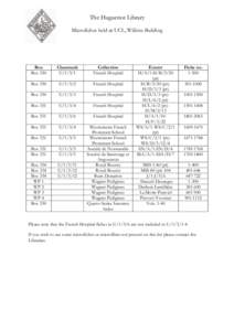 The Huguenot Library Microfiches held at UCL, Wilkins Building Box Box 350