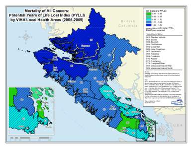 Mortality of All Cancers: Potential Years of Life Lost Index (PYLLI) by VIHA Local Health Areas[removed]All Cancers PYLLI: